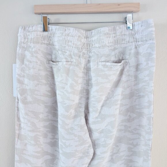 NWT Athleta Light Camo Cabo Tide Linen Jogger Pants Sz 16 Zip Pockets Activewear - Picture 3 of 11